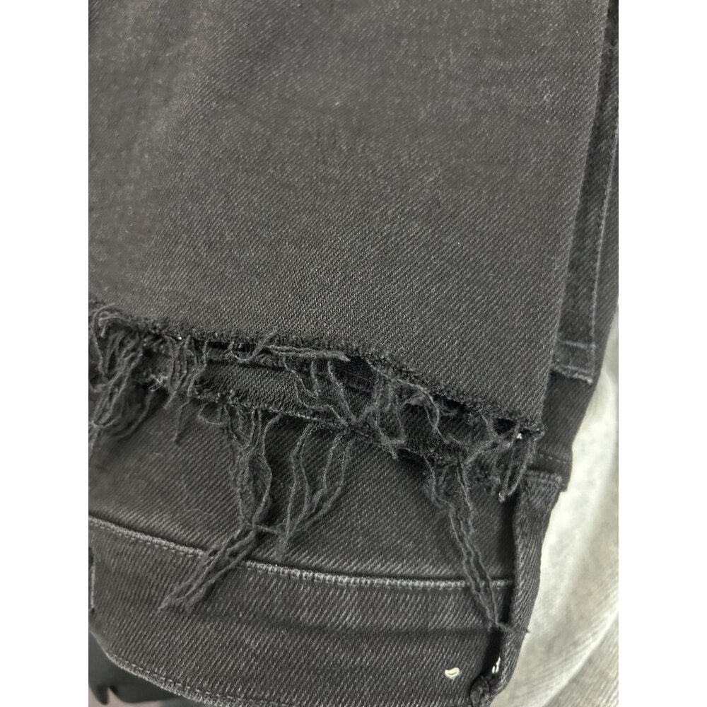 Madewell Womens Sz 28 Black Wash Cali Demi-Boot Jeans Raw Hem Stretch Denim Zip - Picture 13 of 16